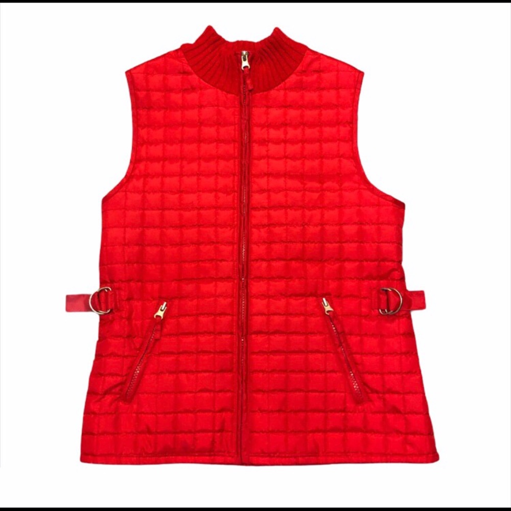 Red Quilted Zip Front Vest